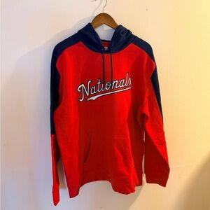 Washington Nationals Red and Blue Men's Majestic Hoodie Sweatshirt